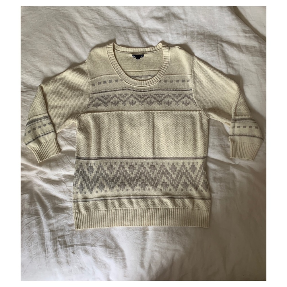 Gray and Cream Fair Isle Sweater from GAP